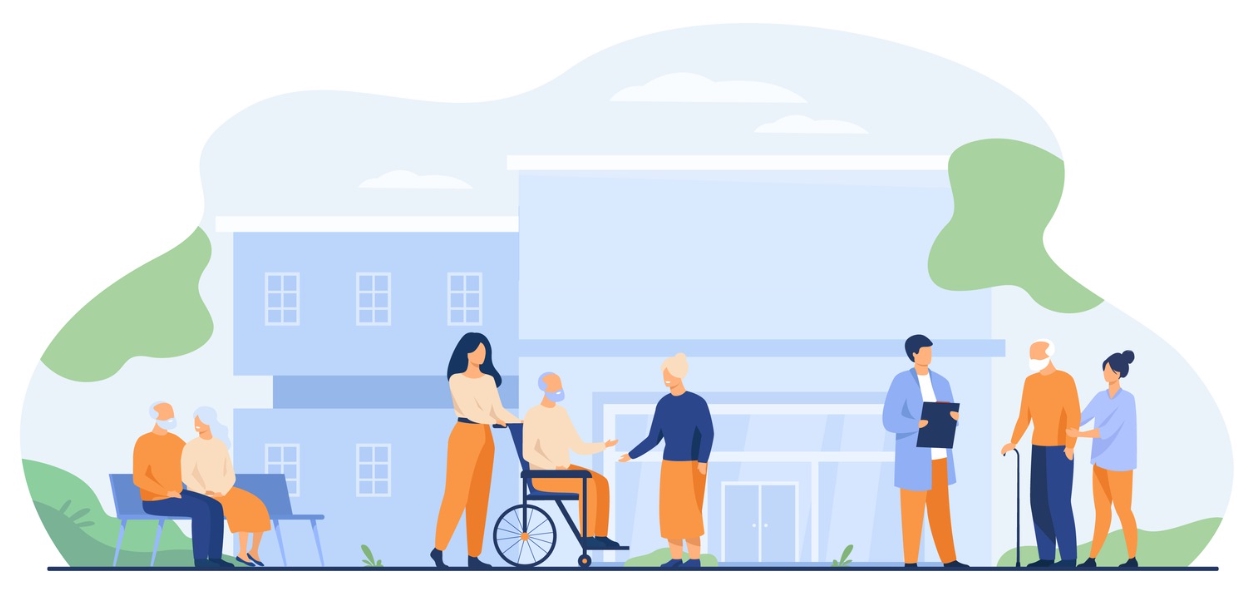 Illustration of patients at hospital