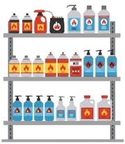 Flammable goods on a shelf